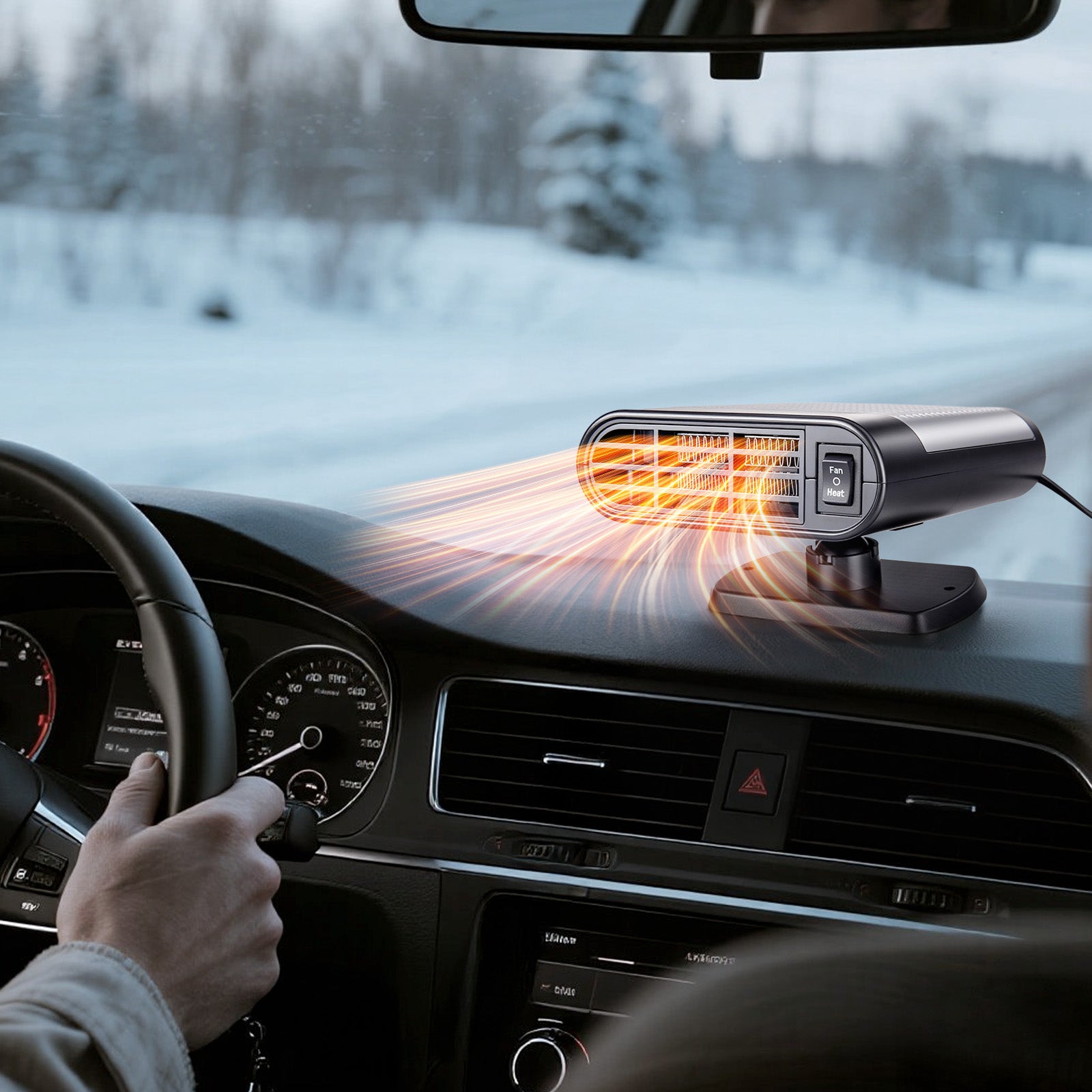 MASO Car Portable Heater 12/24V Car Heater 150W Car Heater Windshield Defroster 2 In 1 Cigarette Lighter Heater With Heating And Cooling Modes For Fast Heating Defrost Defogger