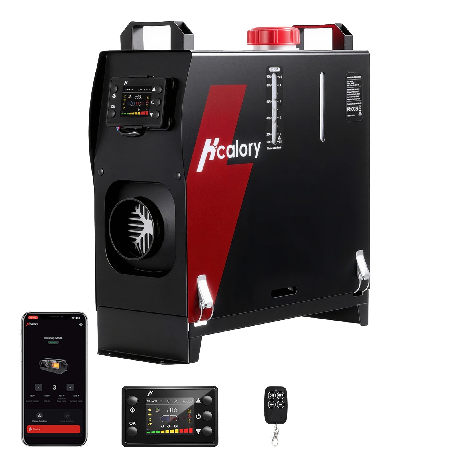 hbs1s-diesel-heater-station-1s-8kw-12v-higher-fuel-efficient-front-view-bluetooth