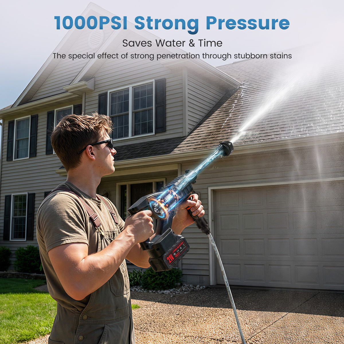 E2 Cordless Power Washer, 4.0AH Battery 1000 PSI - Hcalory