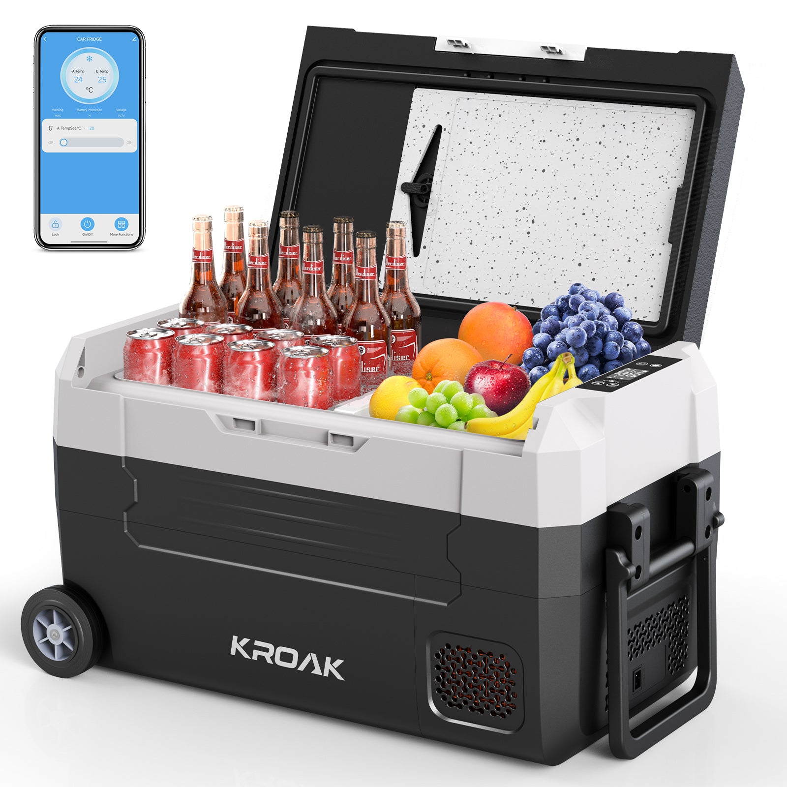 ldw-series-car-fridge-wheeled-dual-zone-electric-cooler-kroak-35l-bluetooth-front-view