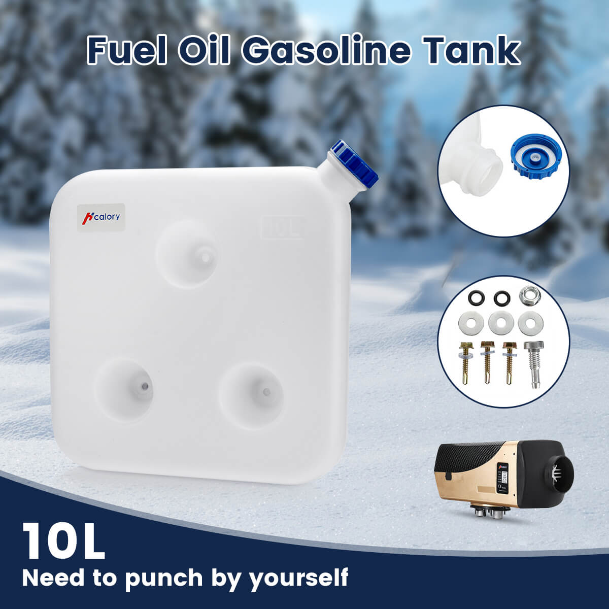 A28 Fuel Oil Gasoline Tank, 10L Plastic White