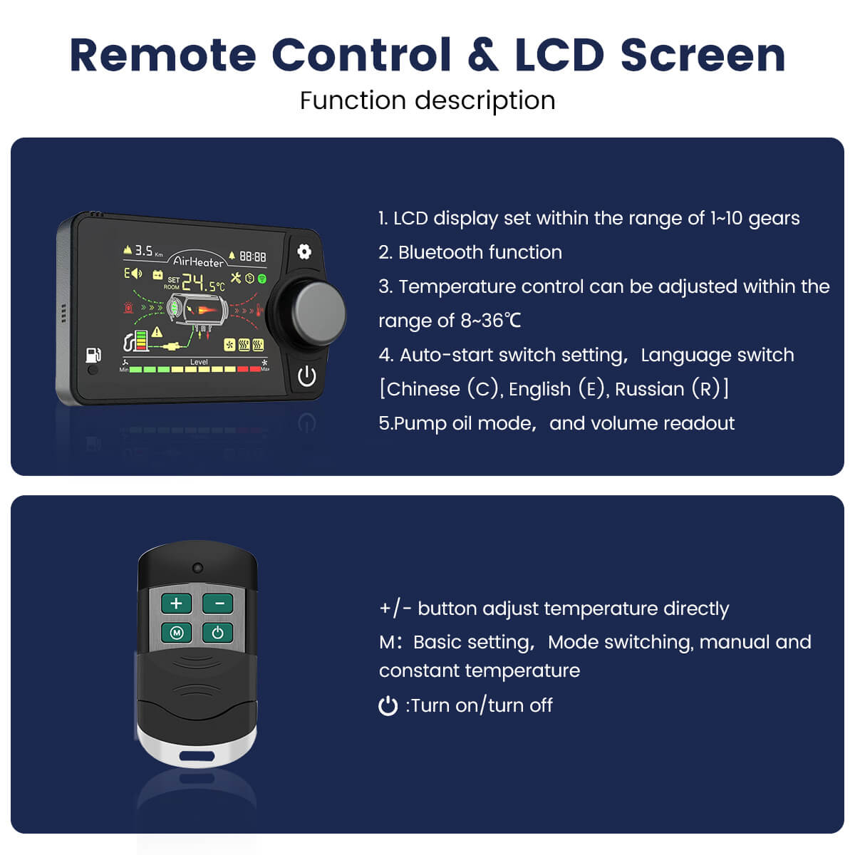 A67 Heater Switch, bluetooth Knob LCD Remote Control